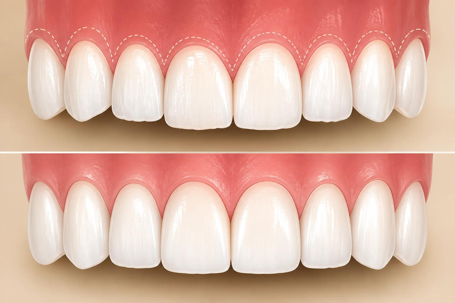 Crown lengthening gum contour before and after clinical render Plantation Florida