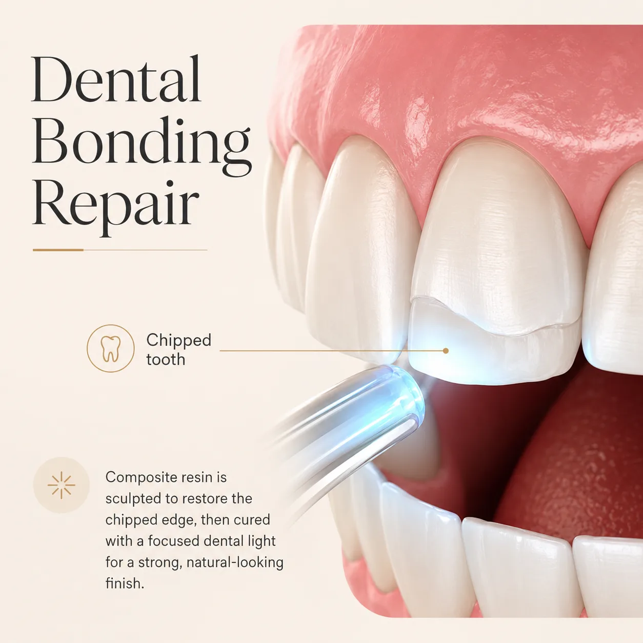 Dental bonding repair composite resin curing Plantation Florida