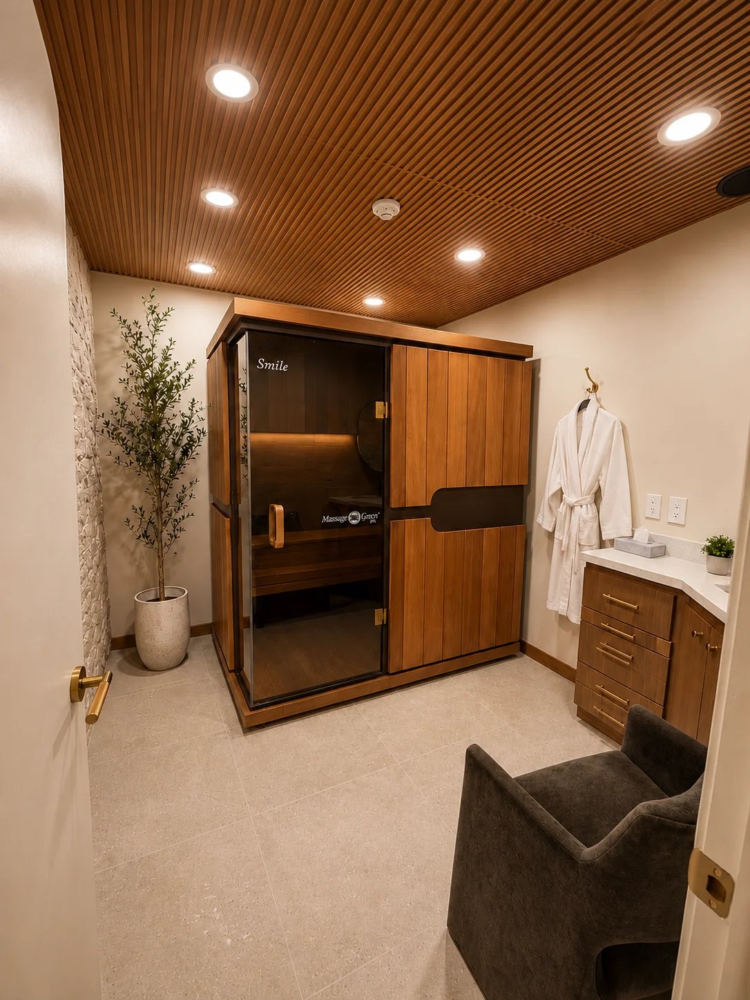 Infrared sauna wellness suite at Dental Implants & Cosmetics