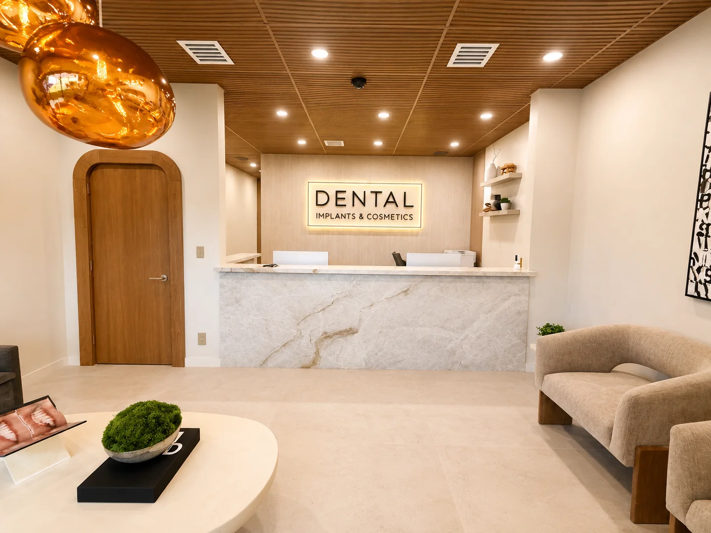 Reception area at Dental Implants & Cosmetics, Plantation, Florida