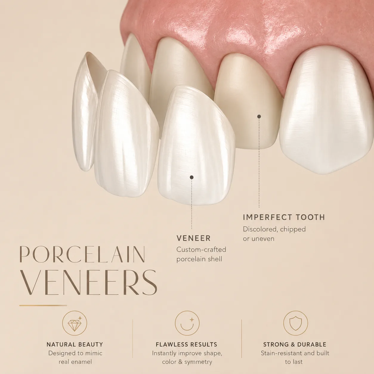 Porcelain veneers custom-crafted ceramic shells Plantation Florida
